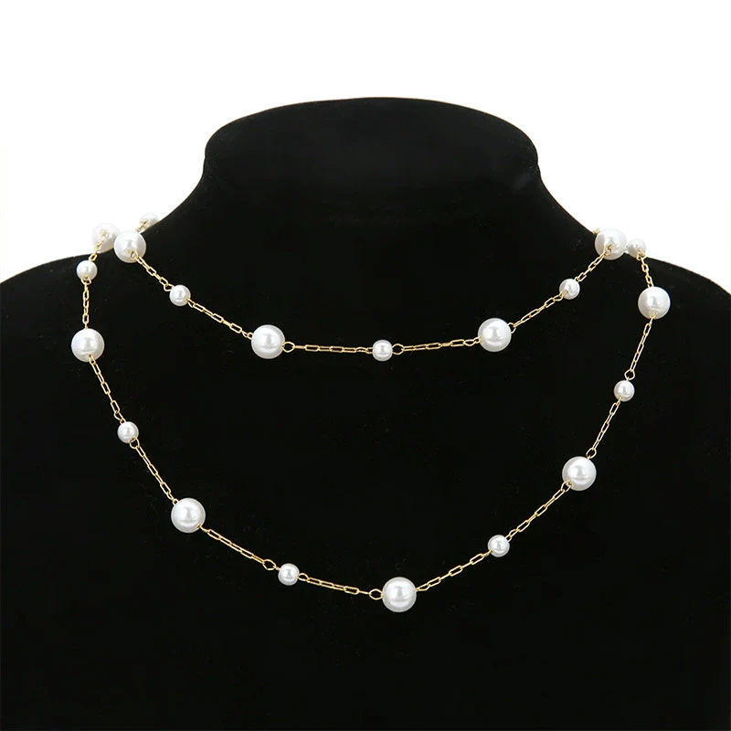 Wholesale Fashion Handmade Imitation Pearl Stainless Steel Necklace Chain With Electroplating - Image 3