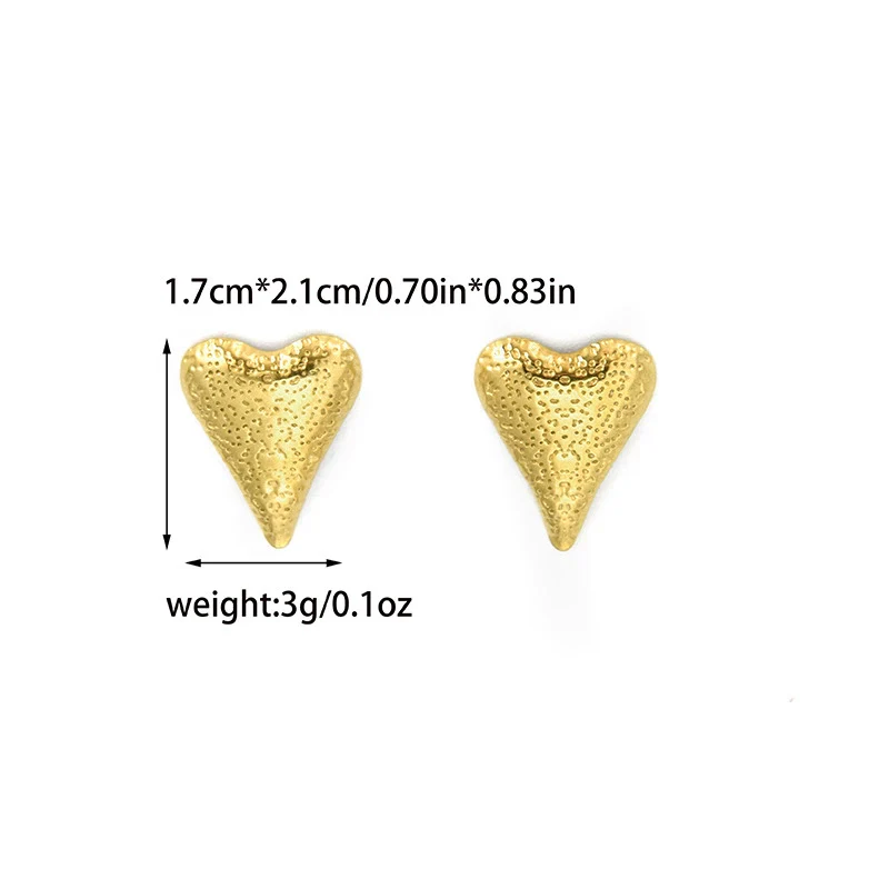 Wholesale Fashion Heart Shape Stainless Steel Electroplating Hammer Love Earrings For Women - Image 6