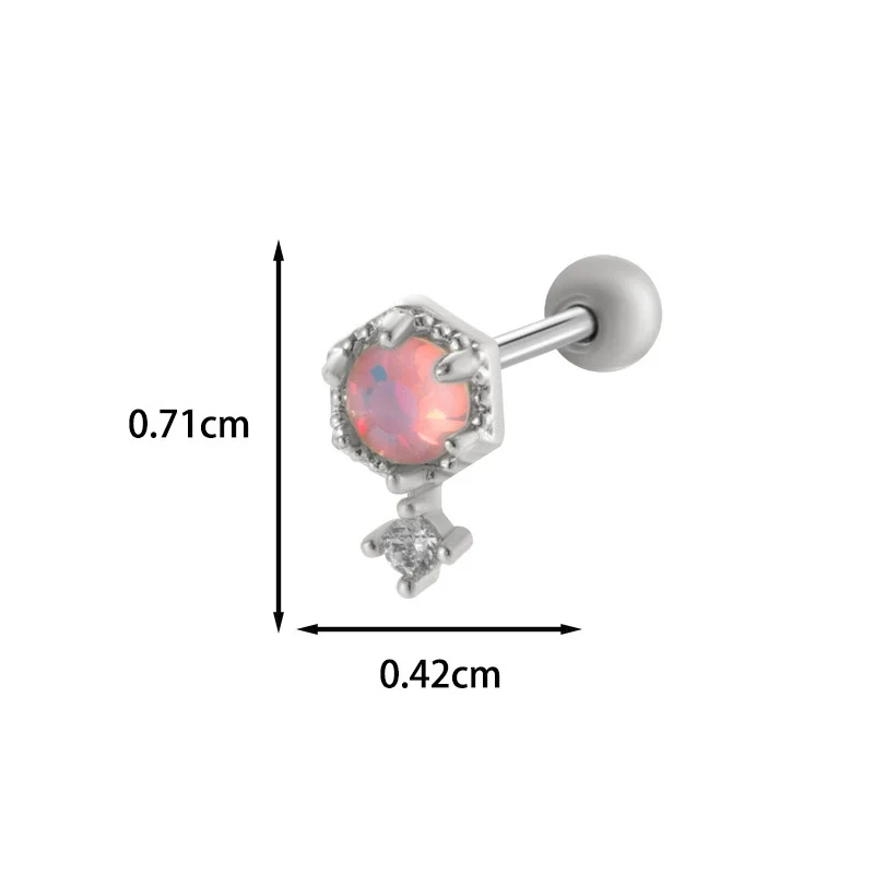 Wholesale Fashion Heart Shaped Copper Jewelry For Women Cartilage Puncture Ear Bone Nail With Zirconium Love Chain And Stainless Steel Rod - Image 11
