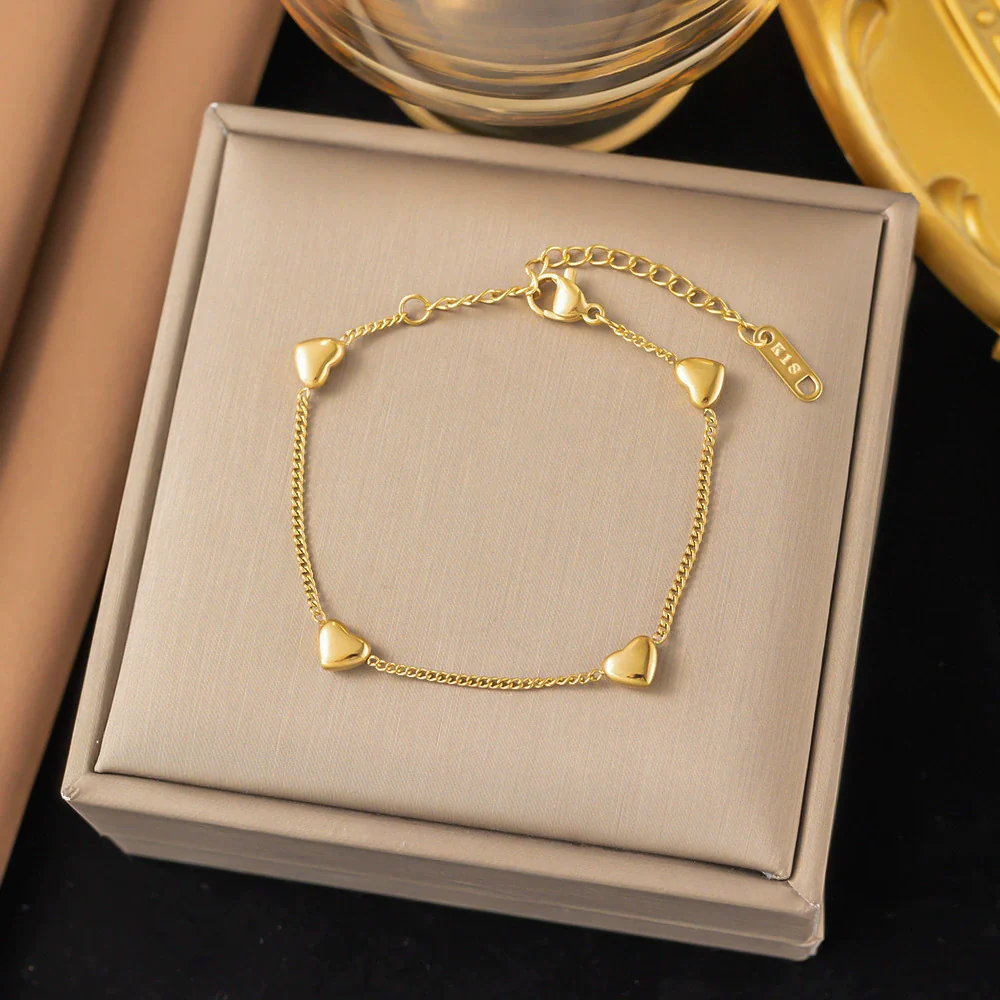 Wholesale Fashion Light Luxury Electroplated Stainless Steel Geometric And Heart Shape Bracelet For Women - Image 25