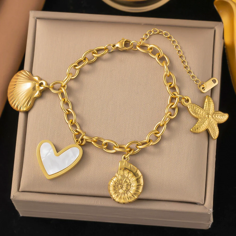 Wholesale Fashion Light Luxury Electroplated Stainless Steel Geometric And Heart Shape Bracelet For Women - Image 3