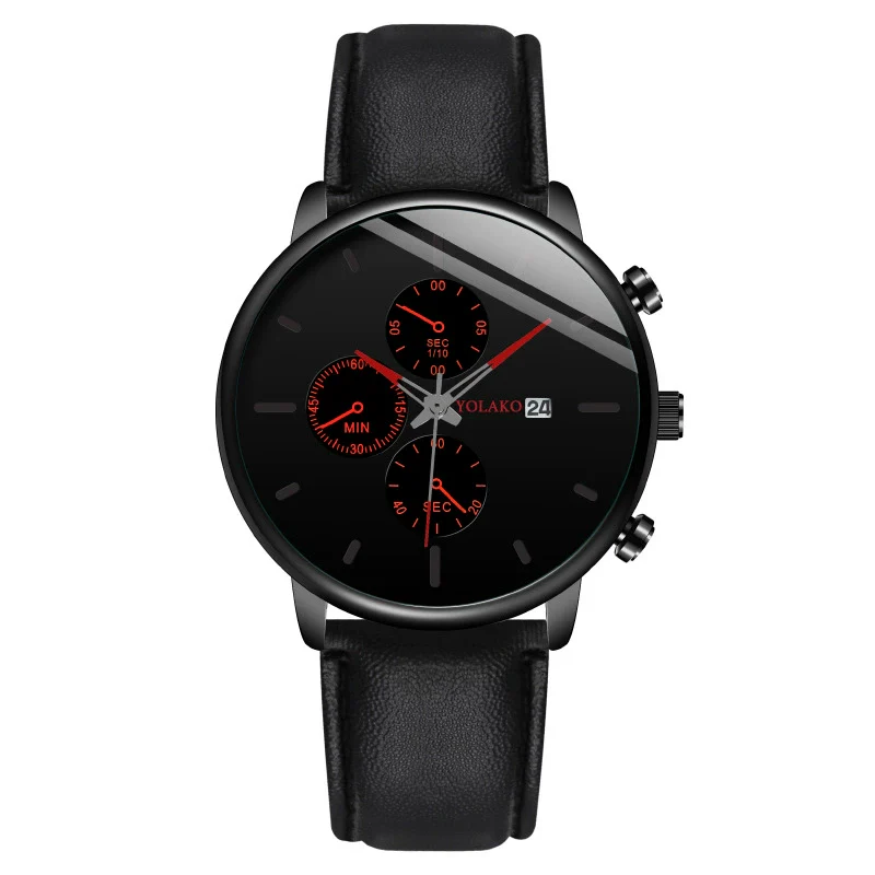 Wholesale Fashion Men's Alloy Case Leather Strap Quartz Watch With Round Dial - Image 2