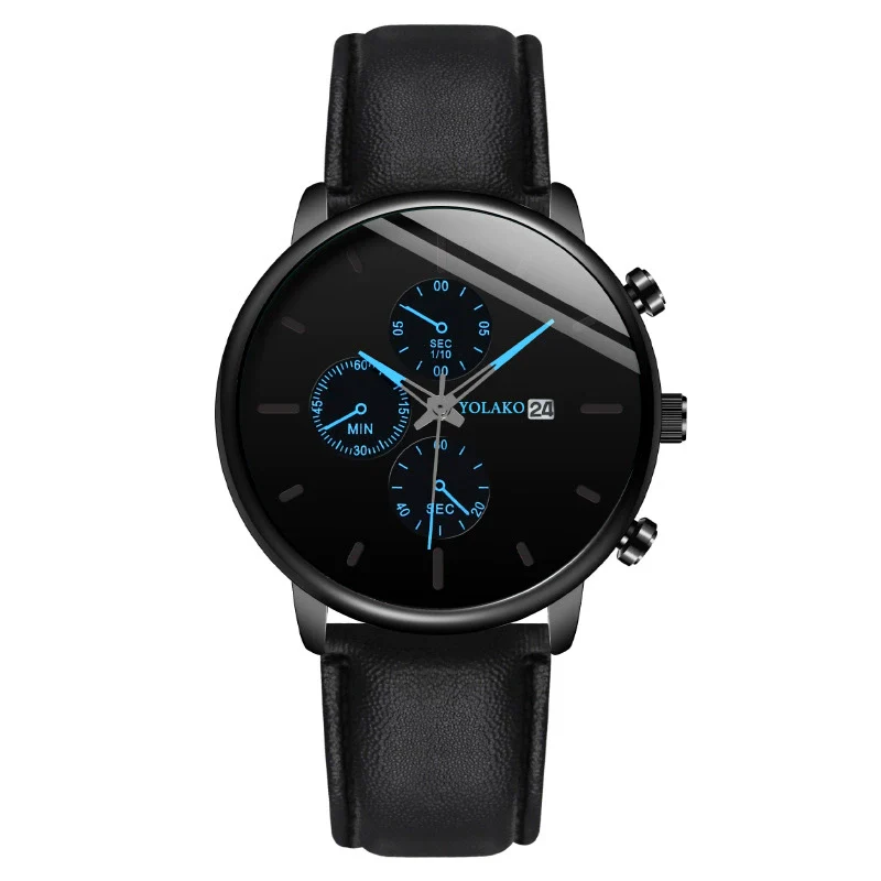 Wholesale Fashion Men's Alloy Case Leather Strap Quartz Watch With Round Dial - Image 3