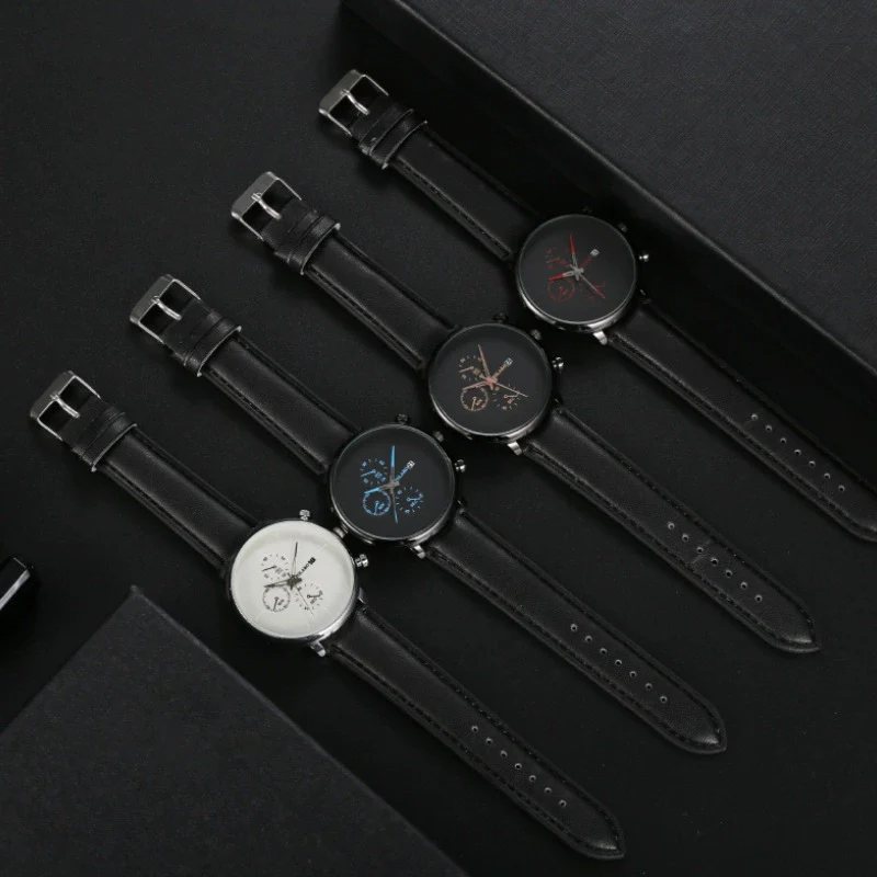 Wholesale Fashion Men's Alloy Case Leather Strap Quartz Watch With Round Dial - Image 4