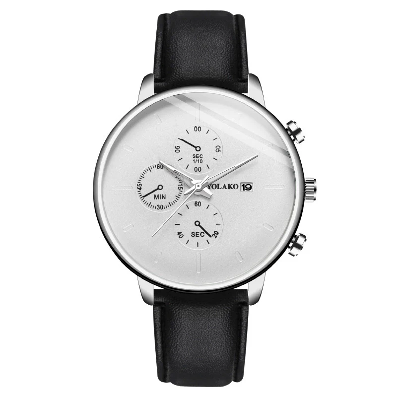 Wholesale Fashion Men's Alloy Case Leather Strap Quartz Watch With Round Dial - Image 5