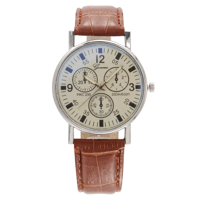 Wholesale Fashion Men's Quartz Watch With Mineral Strengthened Glass Mirror Imitation Leather Strap And Plastic Case Round Dial - Image 5