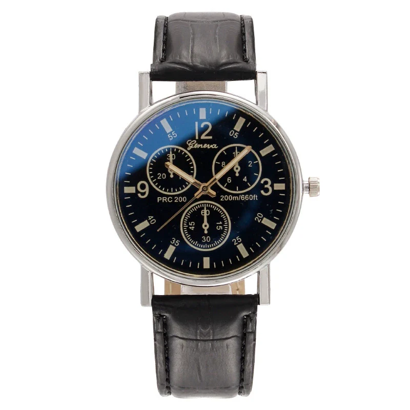 Wholesale Fashion Men's Quartz Watch With Mineral Strengthened Glass Mirror Imitation Leather Strap And Plastic Case Round Dial - Image 6