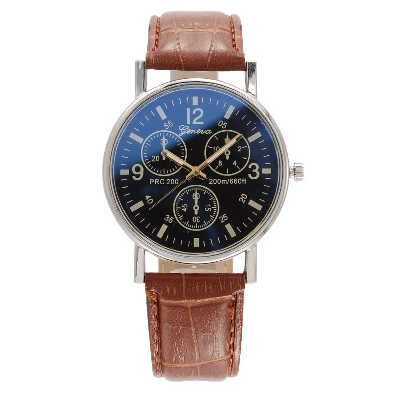 Wholesale Fashion Men's Quartz Watch With Mineral Strengthened Glass Mirror Imitation Leather Strap And Plastic Case Round Dial - Image 8