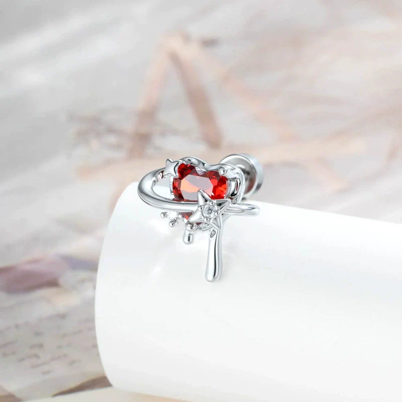 Wholesale Fashion Metal Heart Zircon Earrings For Women Titanium Steel Ear Bone Nails - Image 6