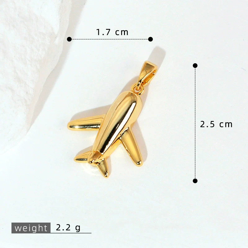 Wholesale Fashion Minimalist Aircraft Pendant Accessories Made Of Copper With 18K Gold Plated Electroplating - Image 12