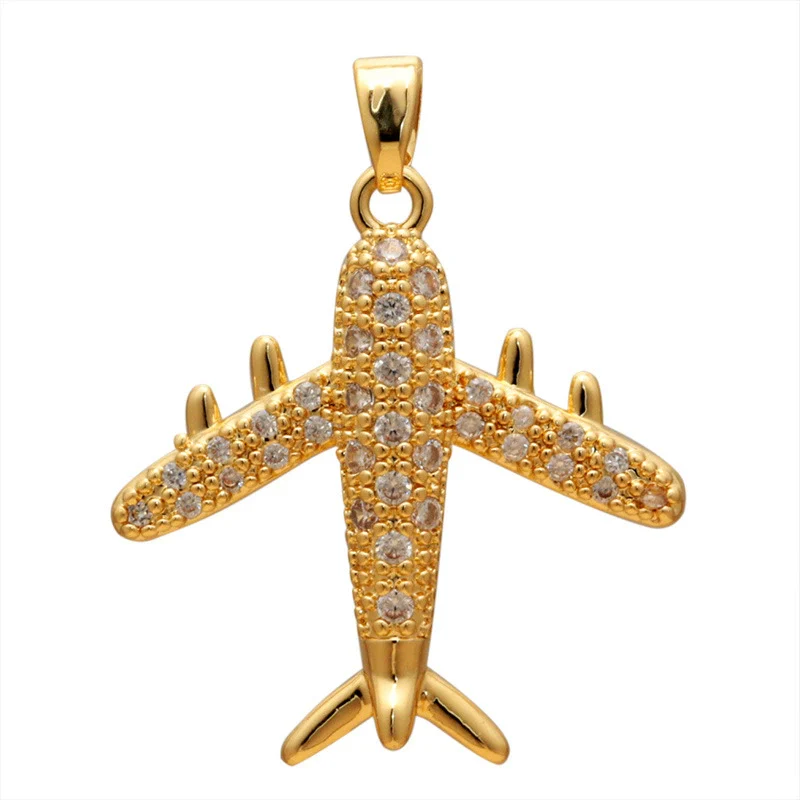 Wholesale Fashion Minimalist Aircraft Pendant Accessories Made Of Copper With 18K Gold Plated Electroplating - Image 5