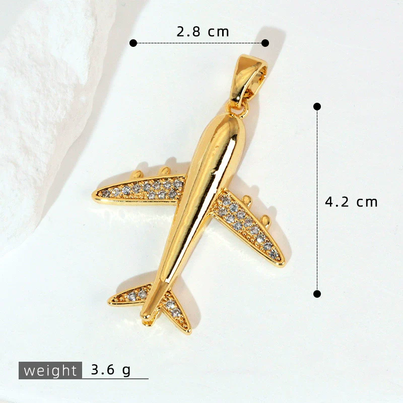 Wholesale Fashion Minimalist Aircraft Pendant Accessories Made Of Copper With 18K Gold Plated Electroplating - Image 9