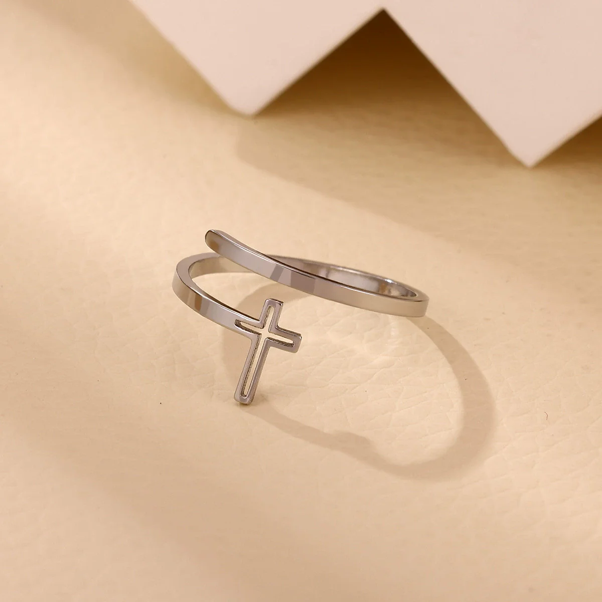 Wholesale Fashion Minimalist Geometric Light Luxury Style Fruitshaped Inlaid With Gold Stainless Steel Adjustable Open Ring Jewelry For Men And Women - Image 4