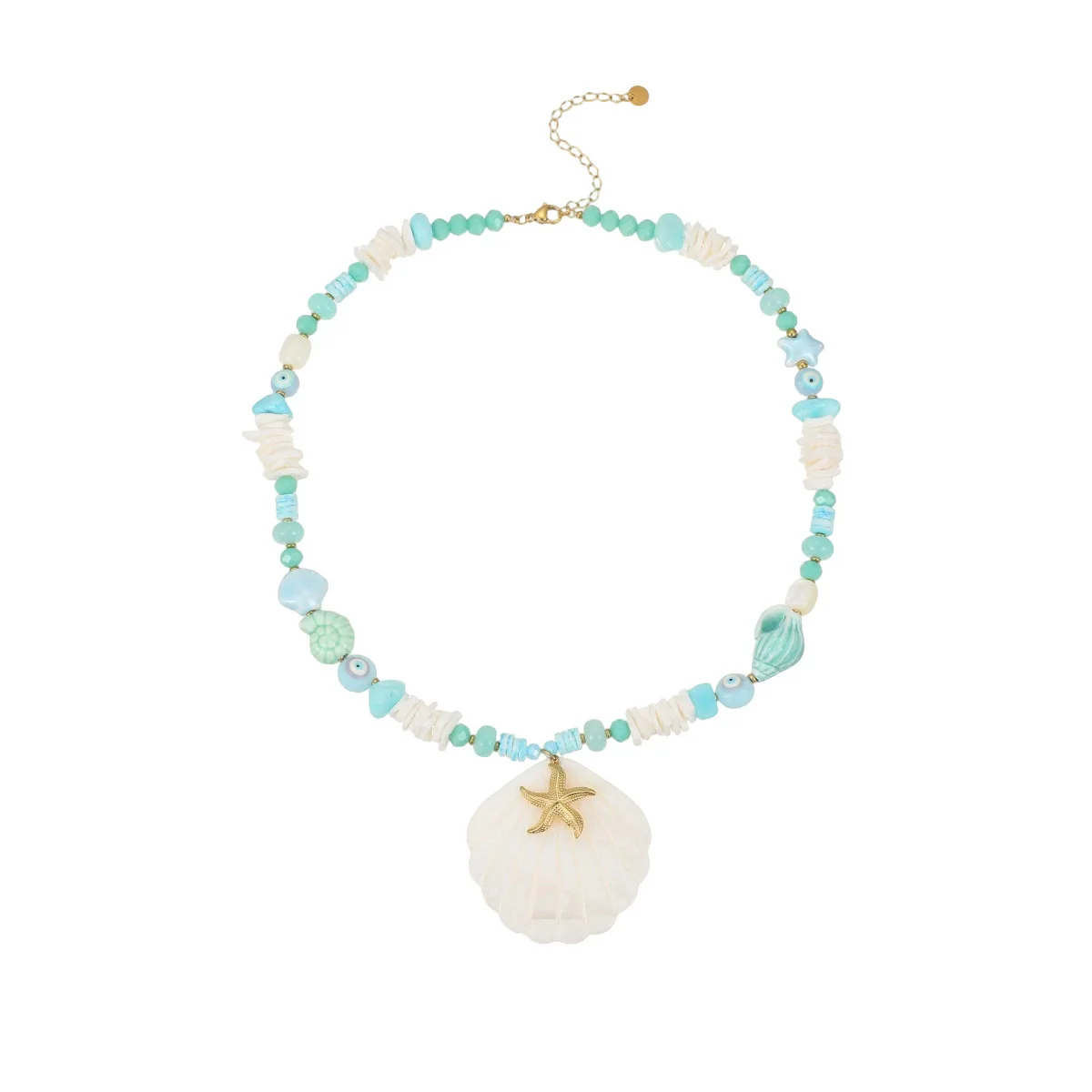 Wholesale Fashion Ocean Style Geometric Shell Starfish Pendant Stainless Steel 18K Electroplated Necklace For Women - Image 5