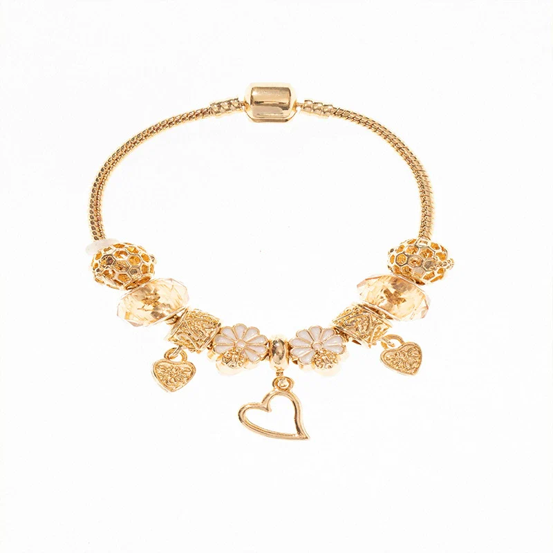 Wholesale Fashion Ol Unisex Copper Alloy Bracelet With Heart Flowers Geometric Patterns And Electroplating - Image 5