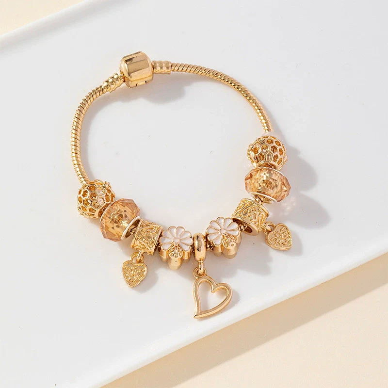 Wholesale Fashion Ol Unisex Copper Alloy Bracelet With Heart Flowers Geometric Patterns And Electroplating - Image 6
