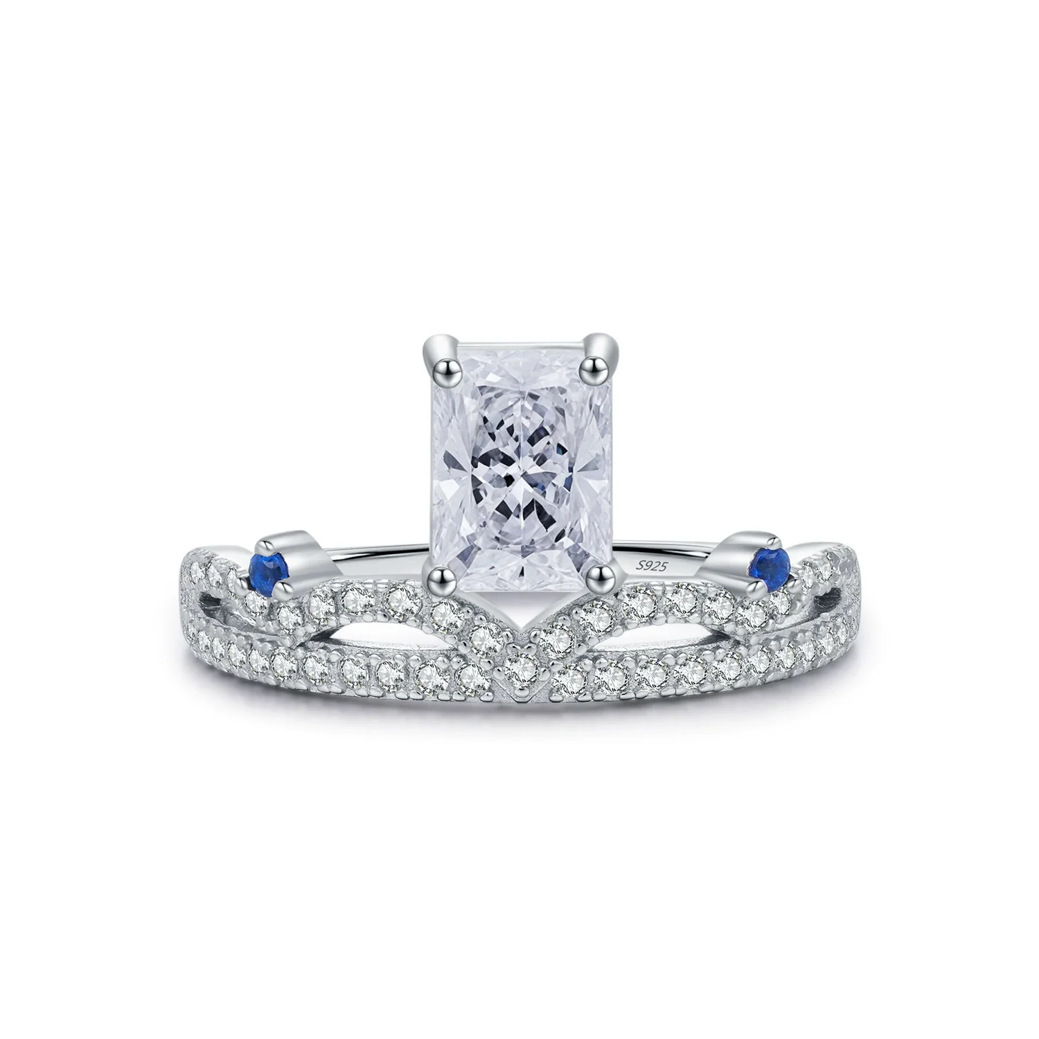 Wholesale Fashion Ol Women's S925 Silver Geometric Diamond Crown Ring - Image 4