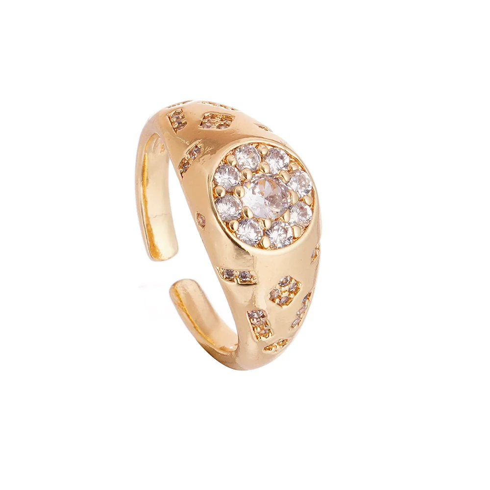 Wholesale Fashion Retro Simple Love Copper Ring Inlaid Zircon With Geometric Pattern And Electroplating For Women - Image 5