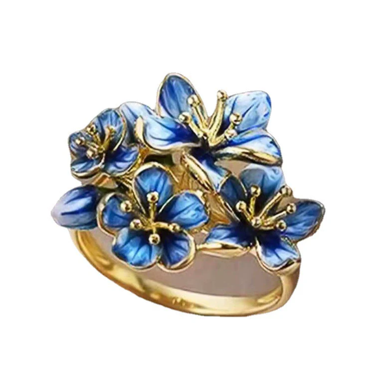 Wholesale Fashion Rings Metal Blooming Flowers Minimalist Style Electroplating Unisex Jewelry - Image 5