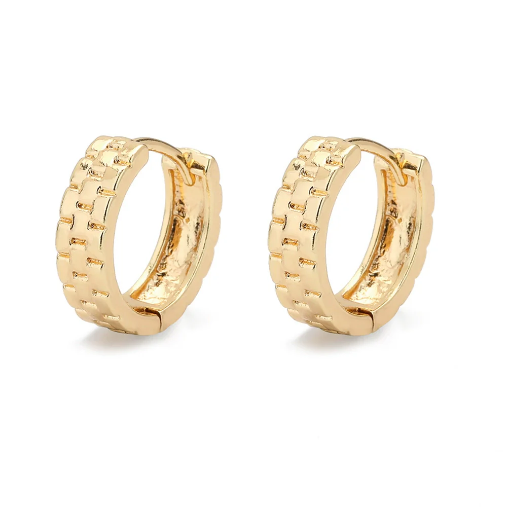 Wholesale Fashion Round Color Diamond Earrings For Women Copper Simple Style Set With Diamonds - Image 5