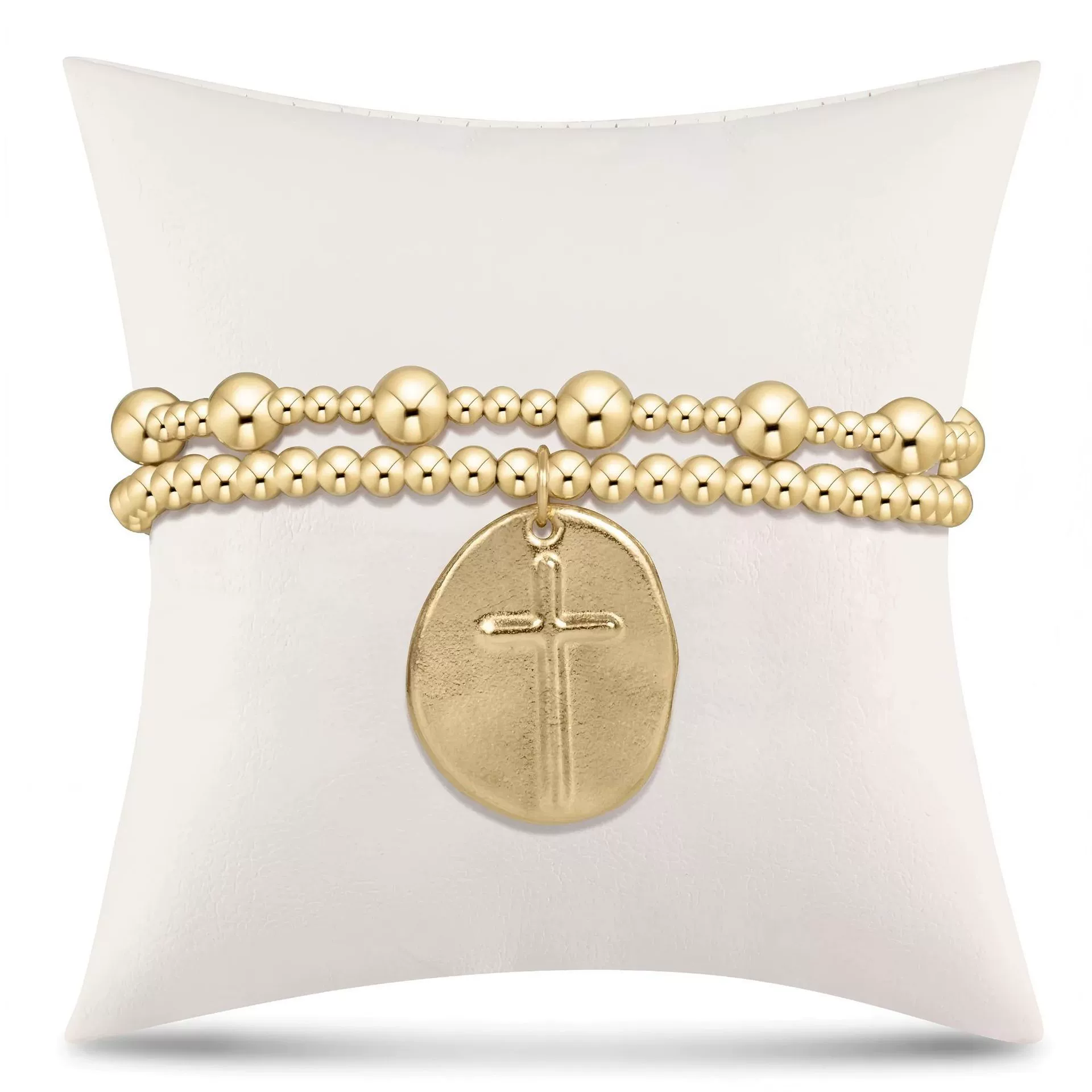 Wholesale Fashion Simple Geometric Copper Bead Stackable Elastic Bracelets Electroplated With 18K Gold For Unisex And Women