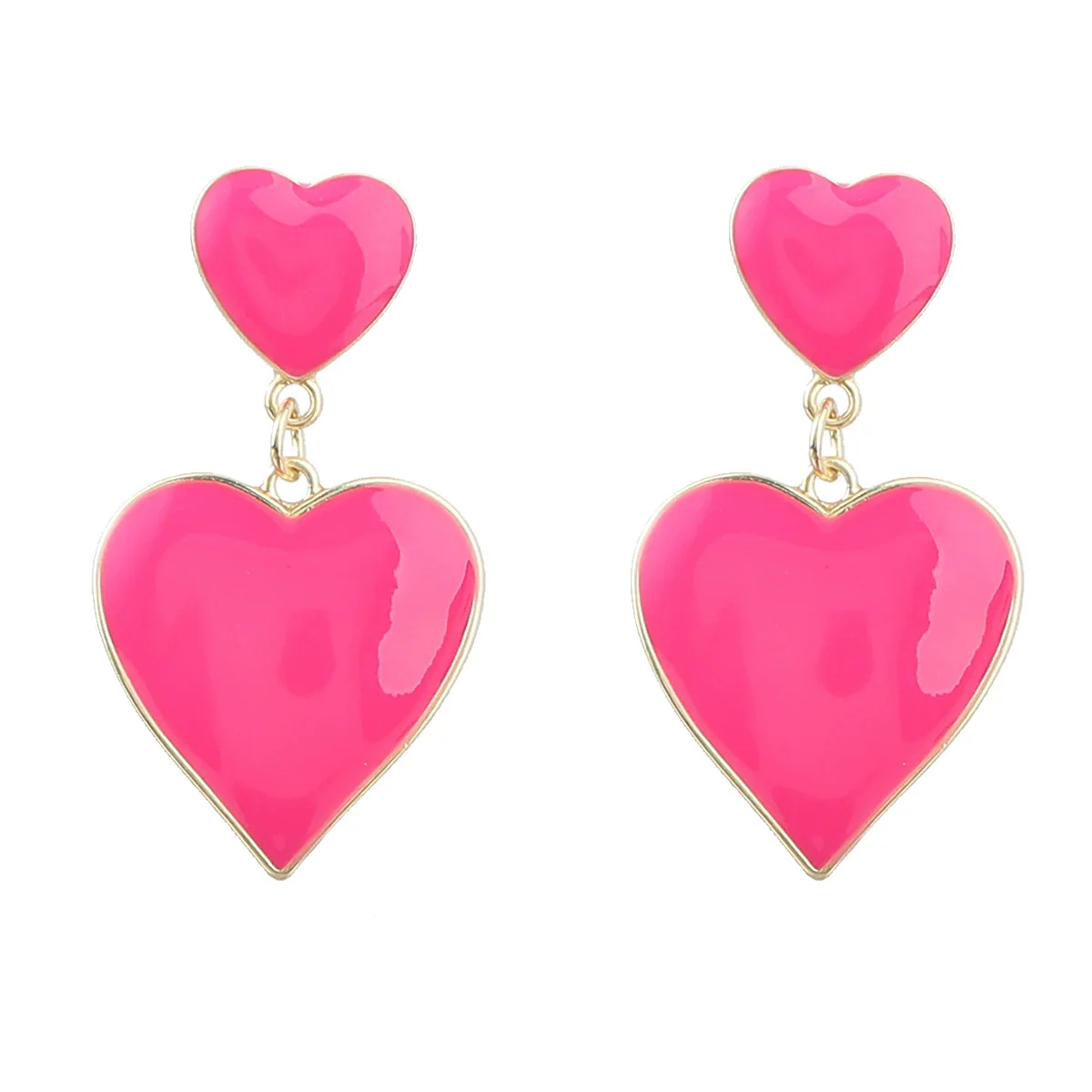 Wholesale Fashion Simple Personality Multi Layer Love Shaped Alloy Oil Drop Earrings - Image 5