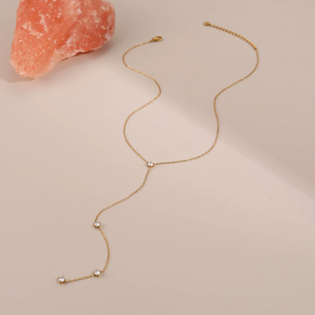 Wholesale Fashion Simple Tassel Long Zircon Pendant Yshaped Necklace For Women Stainless Steel Geometric Electroplated Jewelry - Image 2