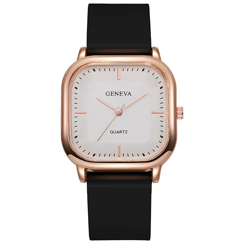 Wholesale Fashion Square Quartz Watch With Silicone Strap Alloy Case And Stainless Steel Buckle For Men And Women - Image 7