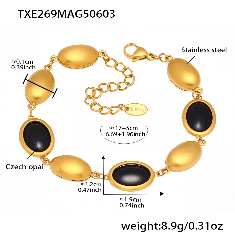 Wholesale Fashion Stainless Steel And Titanium Steel Ferris Wheel Jewelry Set With Opal Faceted Stone Brushed Surface 18K Gold Electroplated For Women - Image 12