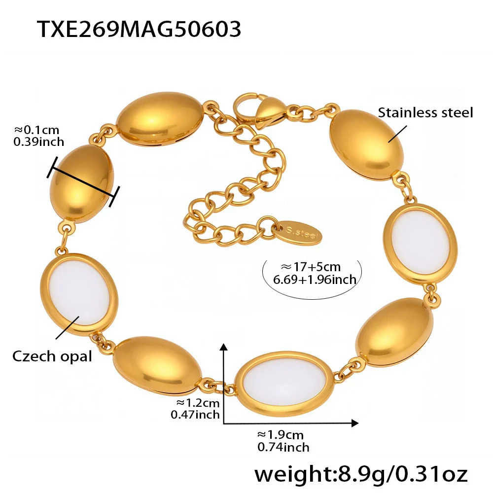 Wholesale Fashion Stainless Steel And Titanium Steel Ferris Wheel Jewelry Set With Opal Faceted Stone Brushed Surface 18K Gold Electroplated For Women - Image 13