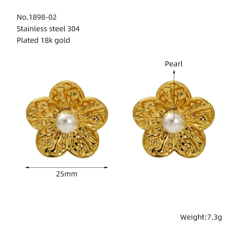 Wholesale Fashion 316L Stainless Steel Flower Earrings With Electroplating For Women - Image 11