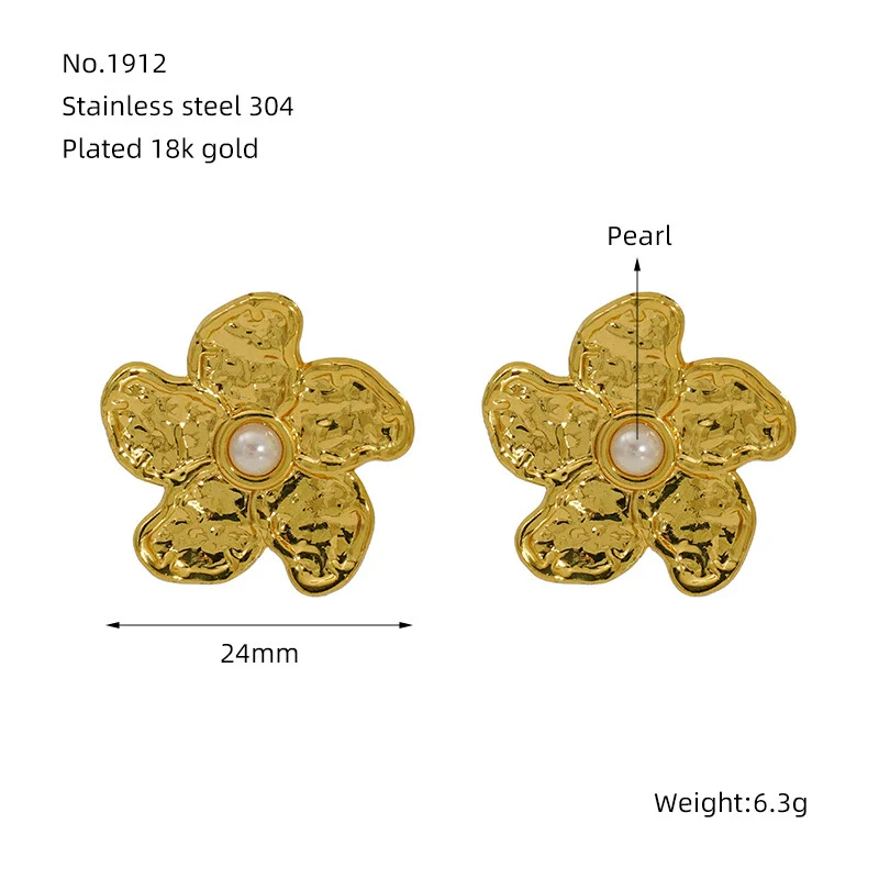 Wholesale Fashion 316L Stainless Steel Flower Earrings With Electroplating For Women - Image 13