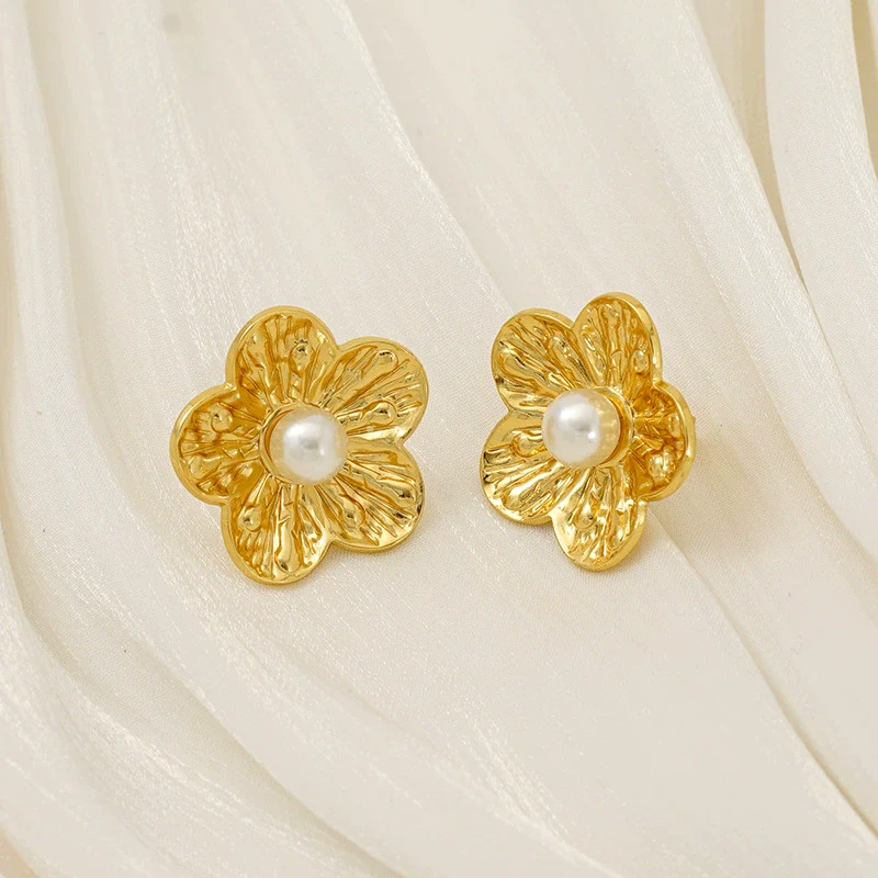 Wholesale Fashion 316L Stainless Steel Flower Earrings With Electroplating For Women - Image 2
