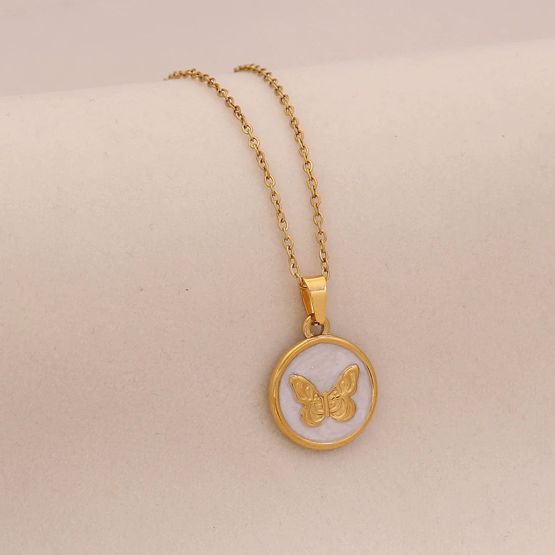 Wholesale Fashion Stainless Steel Multicolor Oil Drop Insect Pattern Butterfly Pendant Necklace For Office Ladies - Image 10