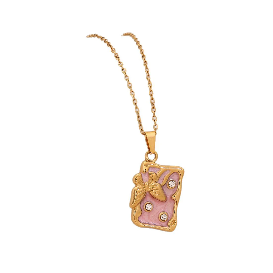 Wholesale Fashion Stainless Steel Multicolor Oil Drop Insect Pattern Butterfly Pendant Necklace For Office Ladies - Image 5