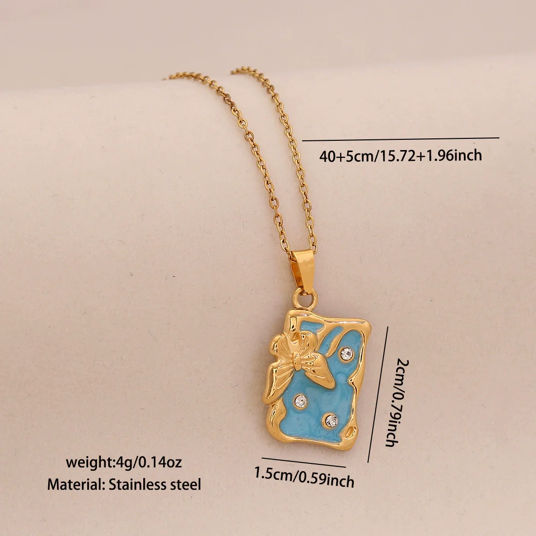 Wholesale Fashion Stainless Steel Multicolor Oil Drop Insect Pattern Butterfly Pendant Necklace For Office Ladies - Image 6