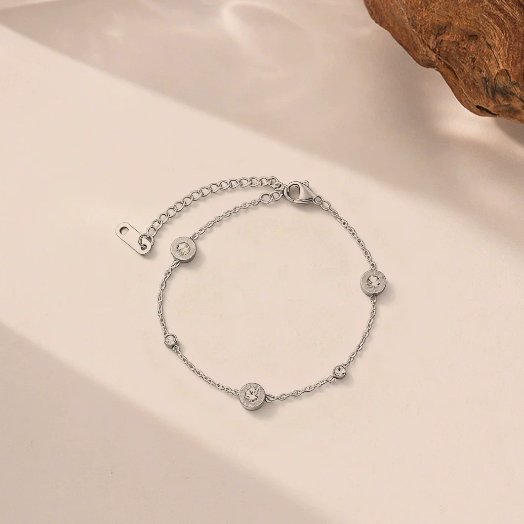 Wholesale Fashion Trend Roman Bracelet For Women Titanium Steel Electroplated With Letter Number Text Patterns - Image 2