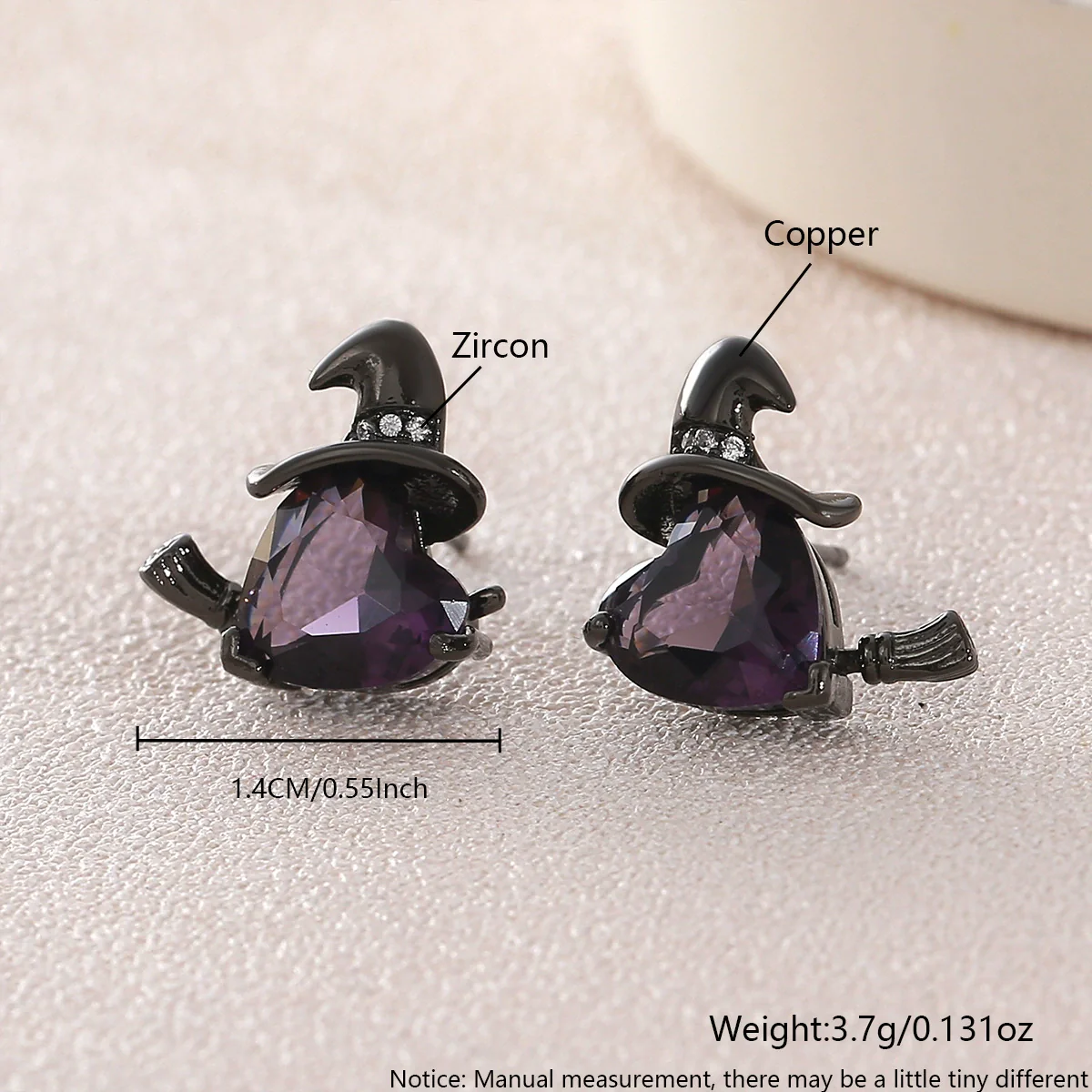 Wholesale Fashion Trendy Halloween Broom Hat Earrings Ear Clips Copper Electroplated Unisex Accessories - Image 6