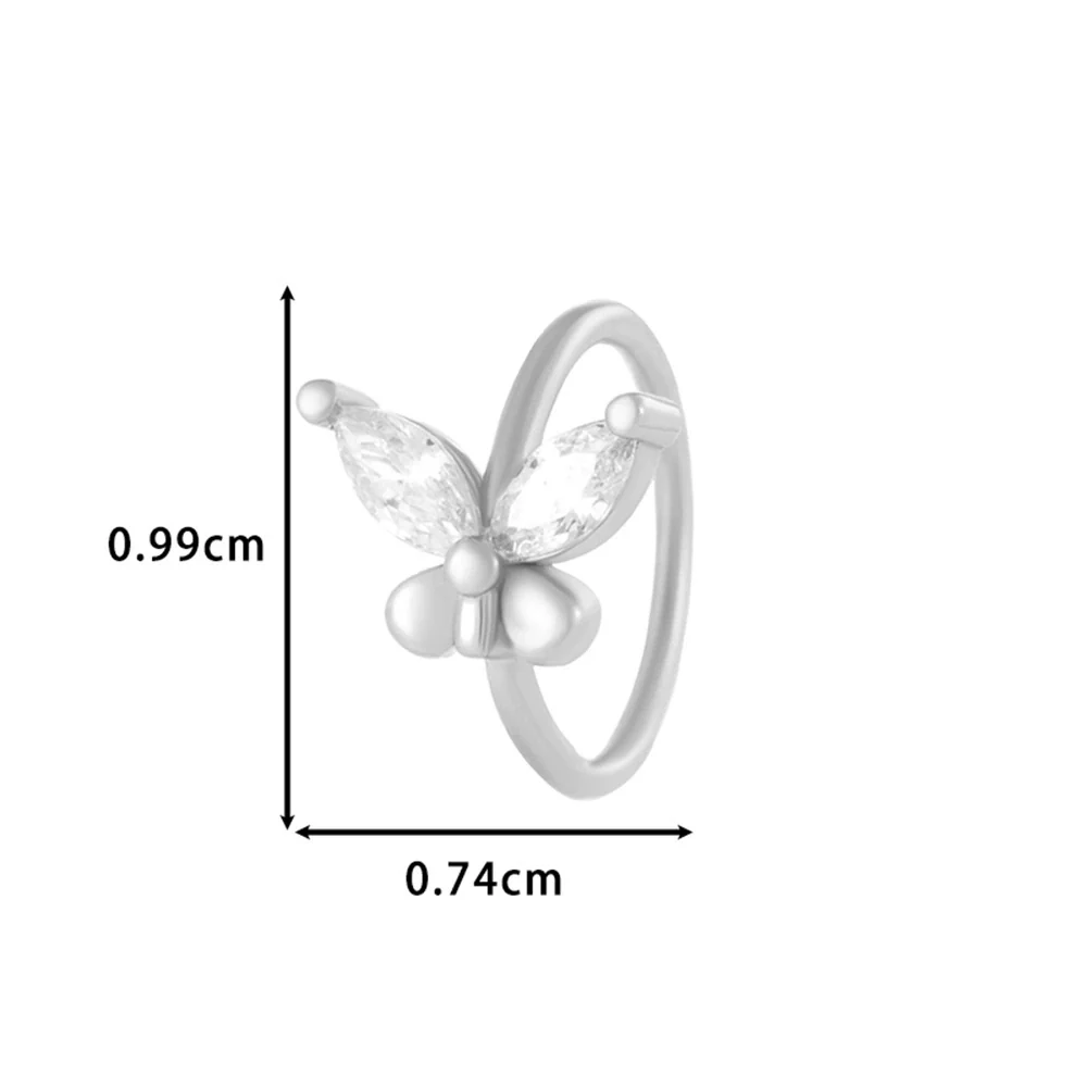 Wholesale Fashion Women's Copper Flower Nose Ring With Electroplating And Zircon Featuring Butterfly And Cross Designs - Image 10