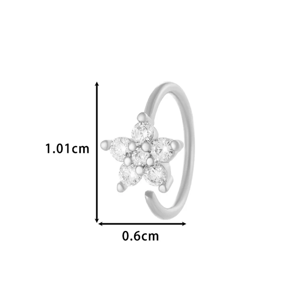 Wholesale Fashion Women's Copper Flower Nose Ring With Electroplating And Zircon Featuring Butterfly And Cross Designs - Image 8