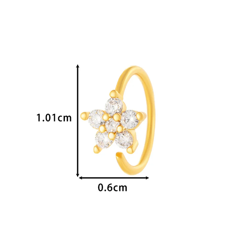 Wholesale Fashion Women's Copper Flower Nose Ring With Electroplating And Zircon Featuring Butterfly And Cross Designs - Image 9