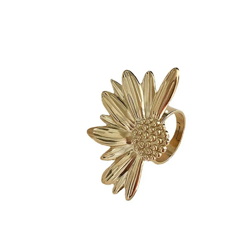 Wholesale Fashion Women's Stainless Steel Leaves Opening Ring With Electroplating Treatment - Image 5