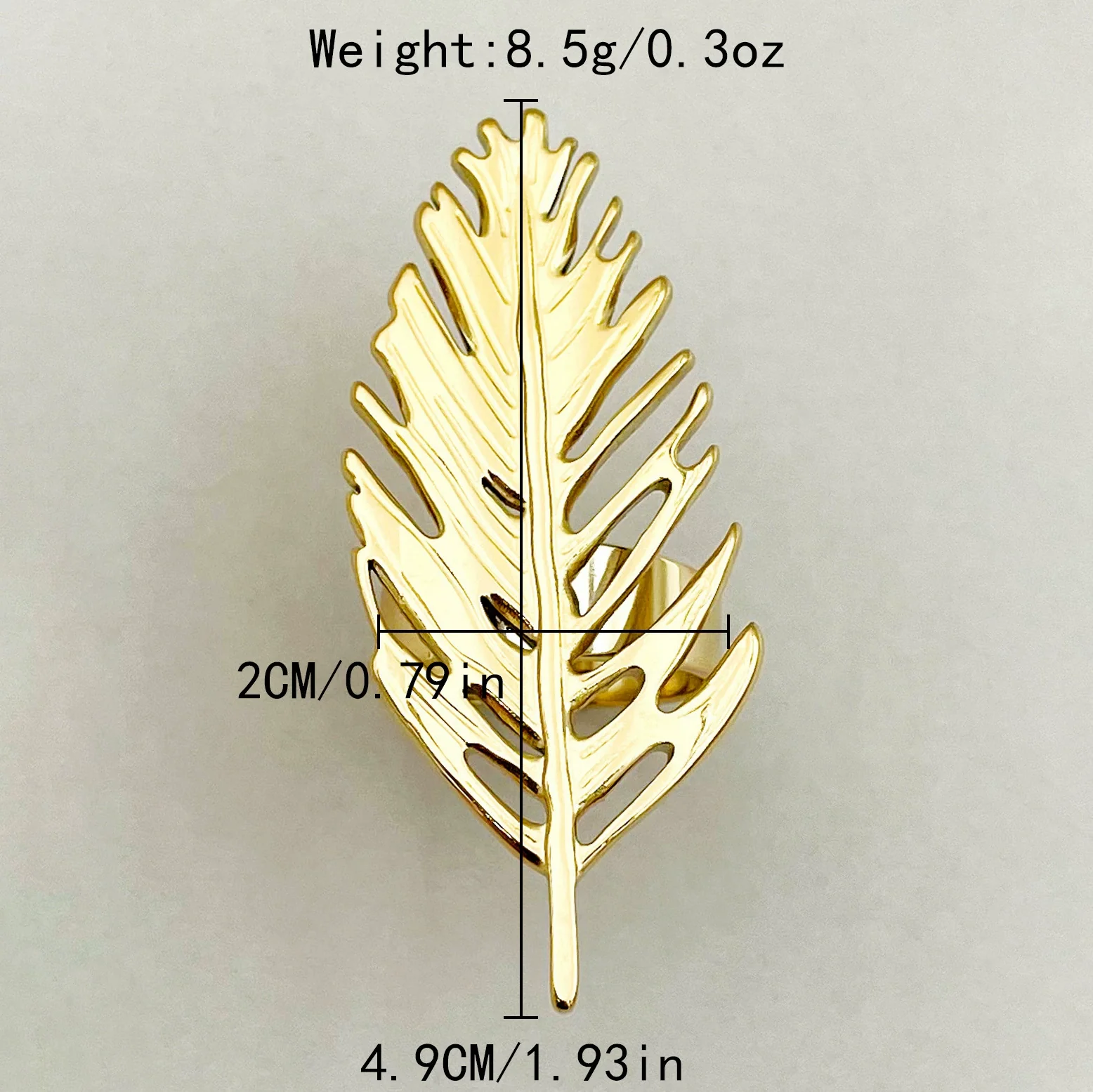 Wholesale Fashion Women's Stainless Steel Leaves Opening Ring With Electroplating Treatment - Image 6