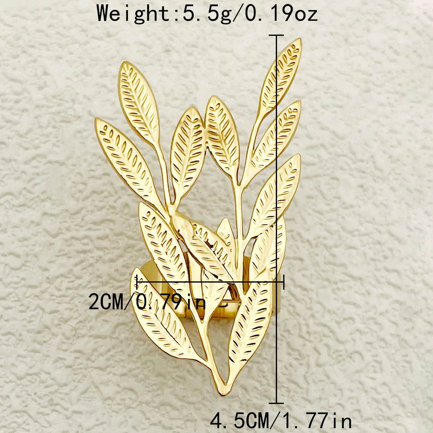 Wholesale Fashion Women's Stainless Steel Leaves Opening Ring With Electroplating Treatment - Image 8