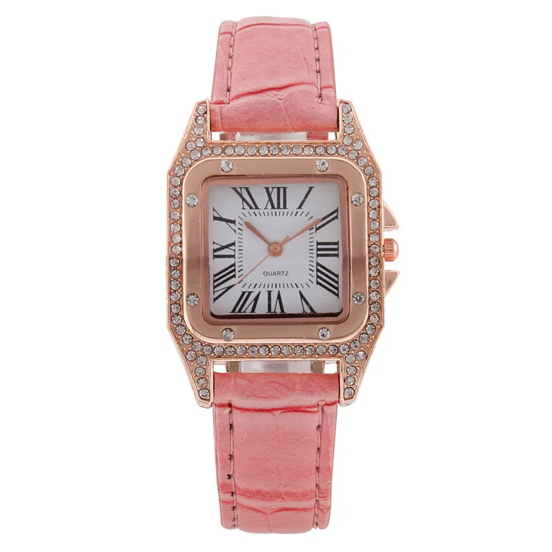 Wholesale Fashion Women's Watch Square Metal Case Imitation Leather Strap Diamondencrusted Quartz - Image 10