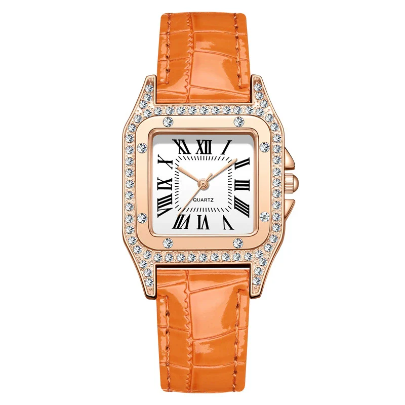 Wholesale Fashion Women's Watch Square Metal Case Imitation Leather Strap Diamondencrusted Quartz - Image 11