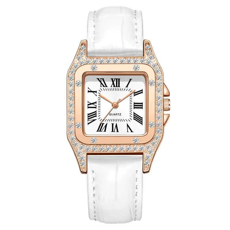 Wholesale Fashion Women's Watch Square Metal Case Imitation Leather Strap Diamondencrusted Quartz - Image 6