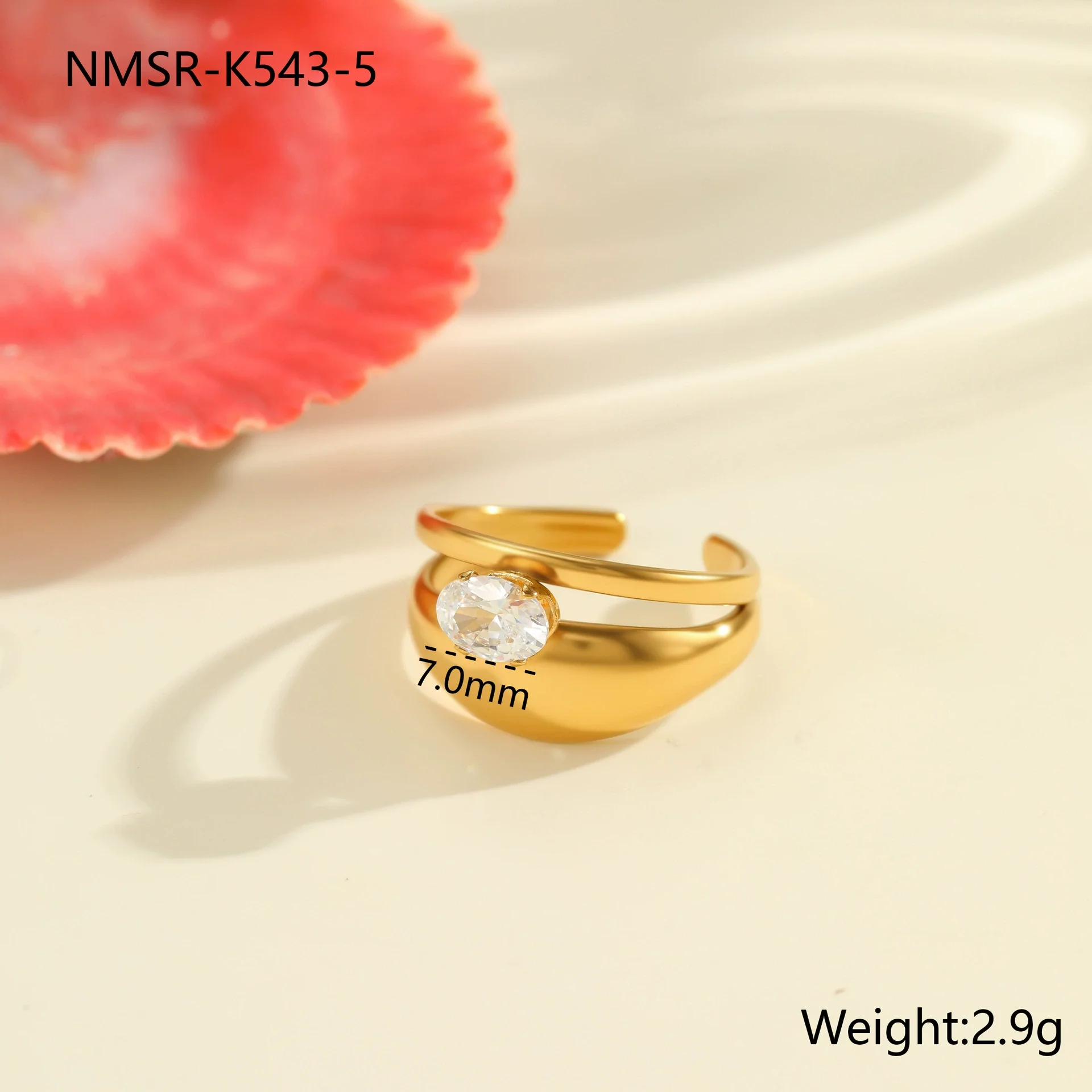 Wholesale Fashionable And Exquisite 18K Gold Plated Stainless Steel Geometric Ring With Inlaid Zircon For Women - Image 10