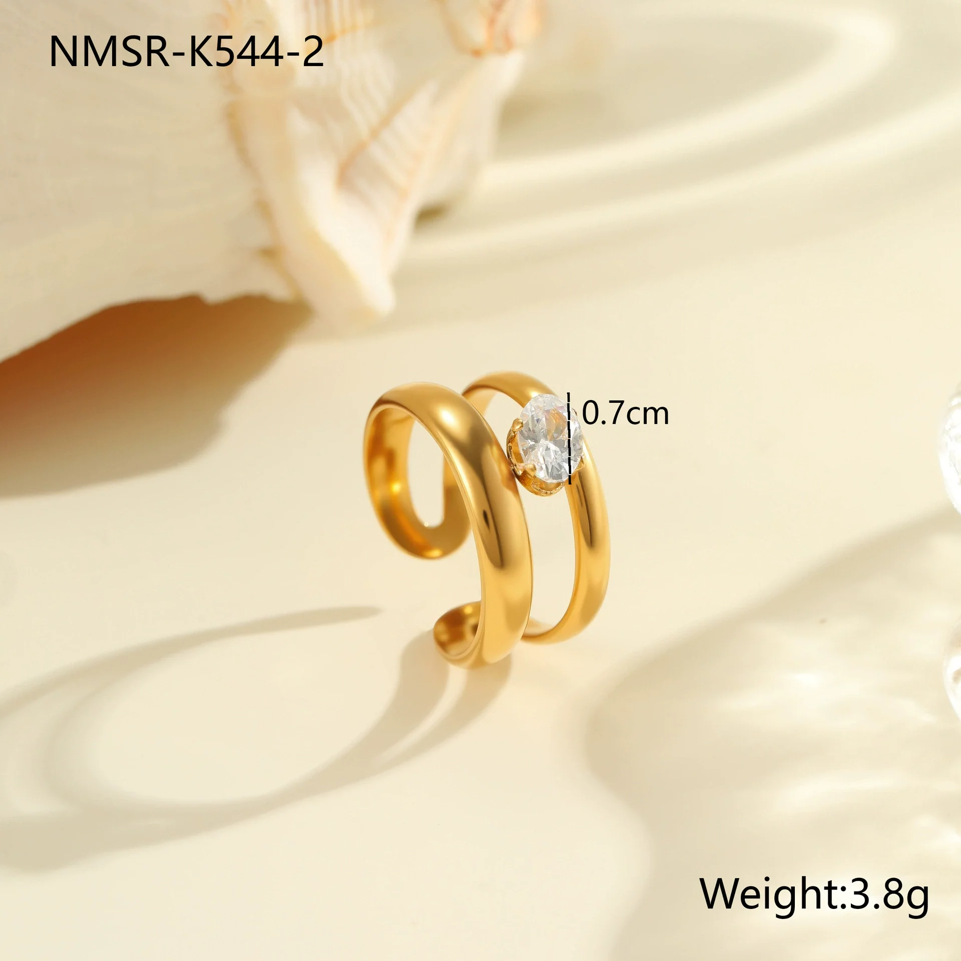 Wholesale Fashionable And Exquisite 18K Gold Plated Stainless Steel Geometric Ring With Inlaid Zircon For Women - Image 13