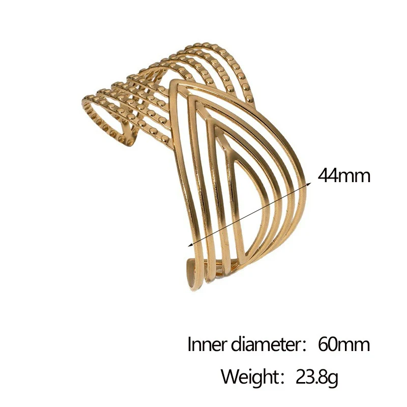 Wholesale Fashionable And Versatile Stainless Steel Bracelet With Hollow Line Design And Geometric Style 18K Gold Electroplated - Image 6